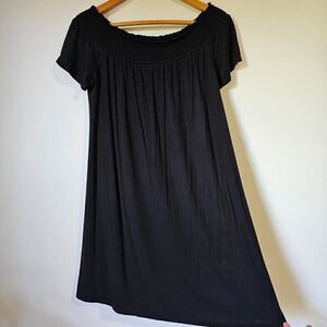 EUC SO BLACK PERFECTLY SOFT OFF SHOULDER ELASTIC SWING STYLE SHORT DRESS SIZE L